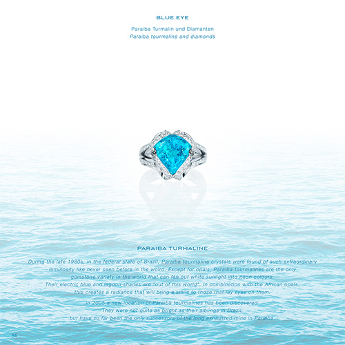 BLUE EYE Ring Paraiba-Turmalinring Blaues-Auge Paraiba-Turmalin-Tropfen 4,6 Karat Brasilien-Turmalin-Ring weißen Diamanten Diamantring Diamantenringe 750/000 Weißgold Weißgoldring Goldringe